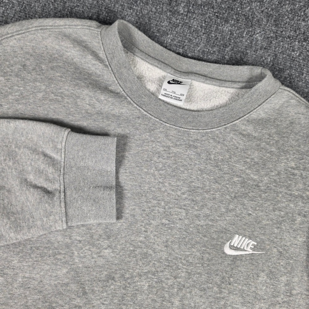 Nike Club Fleece Sweatshirt Mens XXL Gray Crewneck Embroidered Logo BV2662-063